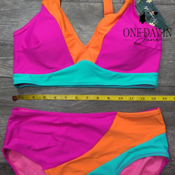 Blooming Jelly Color Block Bikini Swimsuit Size M - Picture 5 of 7